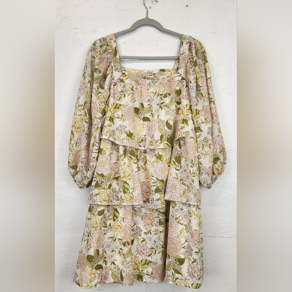 Who What Wear Dresses & Skirts - Who What Wear Yellow Floral Bishop Dress Large NWT